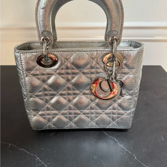 Dior Silver Mini Bag with Quilted Cannage Pattern - Picture 13 of 17